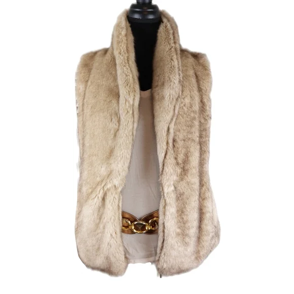 Sanctuary Designed in Las Vegas Womens S Natural Faux Fur Fully Lined Cozy Vest - Picture 2 of 12